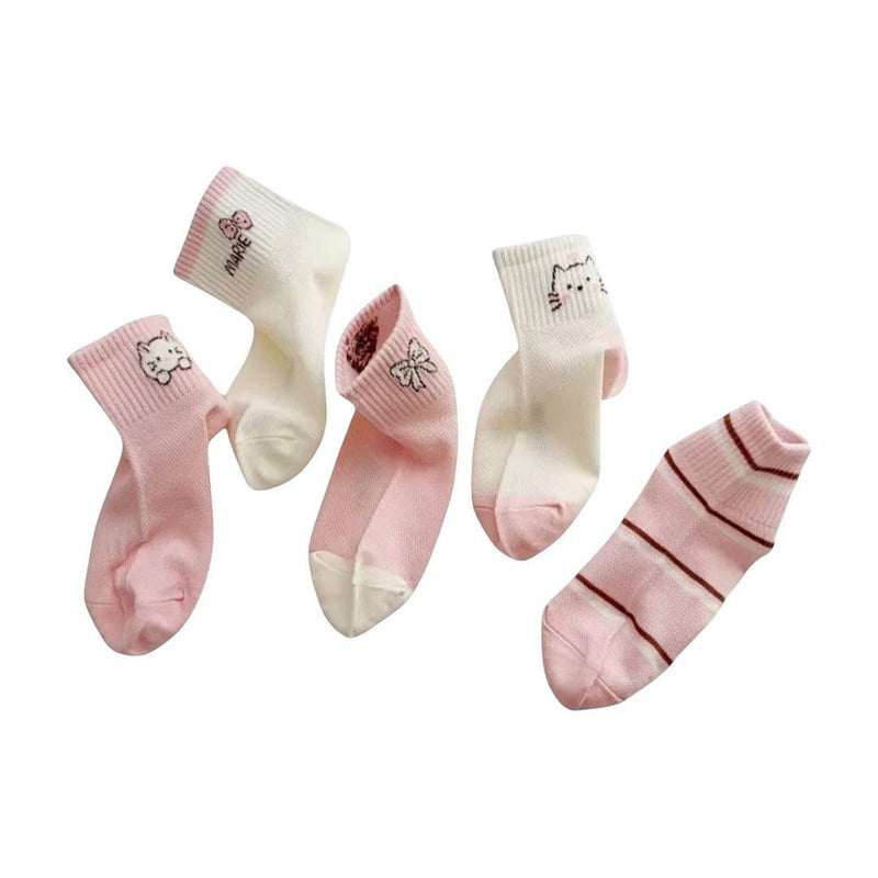 Dudie - Korean Children Fashion - #designkidswear - Pinkat Socks (set of 5) - 8