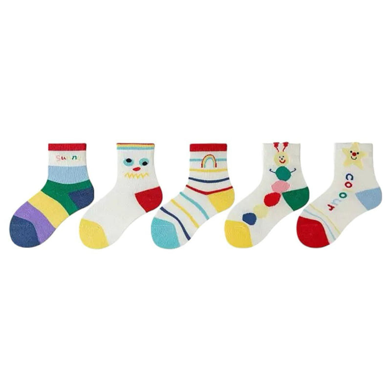 Dudie - Korean Children Fashion - #discoveringself - Sun Color Socks (set of 5) - 5