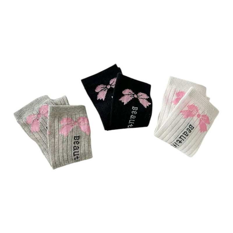 Dudie - Korean Children Fashion - #discoveringself - Beauly Socks (set of 3) - 7