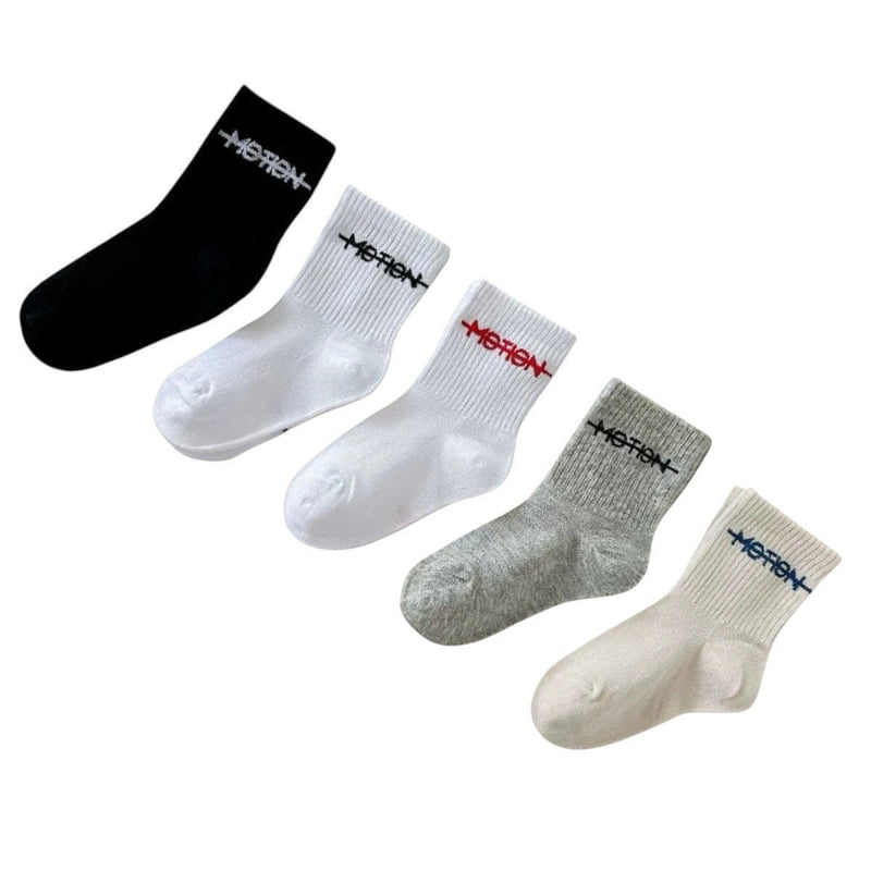 Dudie - Korean Children Fashion - #fashionkids - Motion Socks (set of 5) - 5