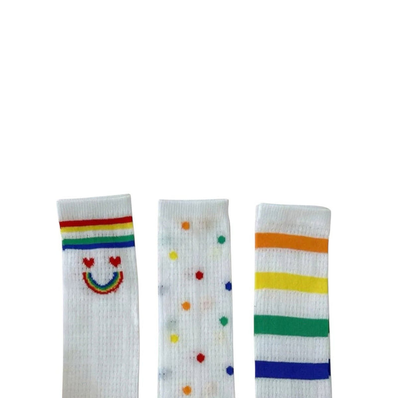 Dudie - Korean Children Fashion - #discoveringself - Rainbow Socks (set of 3) - 4