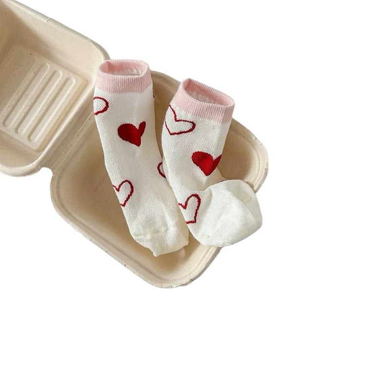 Dudie - Korean Children Fashion - #fashionkids - Honey Heart Socks (set of 5) - 10