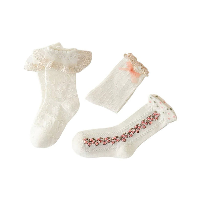 Dudie - Korean Children Fashion - #fashionkids - Prince Rose Socks (set of 3) - 9
