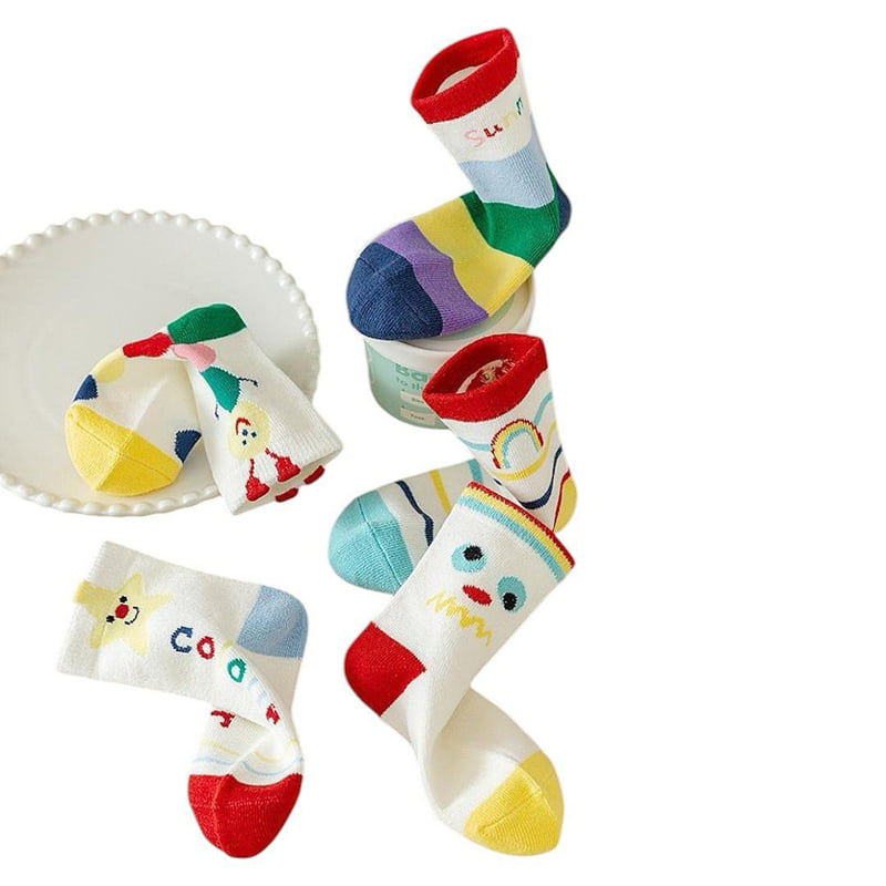 Dudie - Korean Children Fashion - #fashionkids - Sun Color Socks (set of 5) - 6