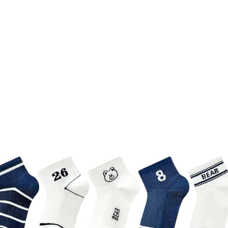 Dudie - Korean Children Fashion - #fashionkids - Arm Bear Socks (set of 5) - 3