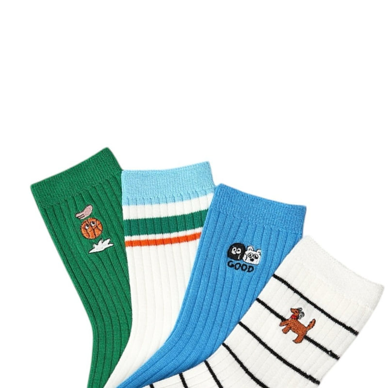 Dudie - Korean Children Fashion - #kidsshorts - Green Good Socks - 8