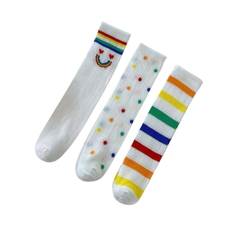 Dudie - Korean Children Fashion - #kidsshorts - Rainbow Socks (set of 3) - 5