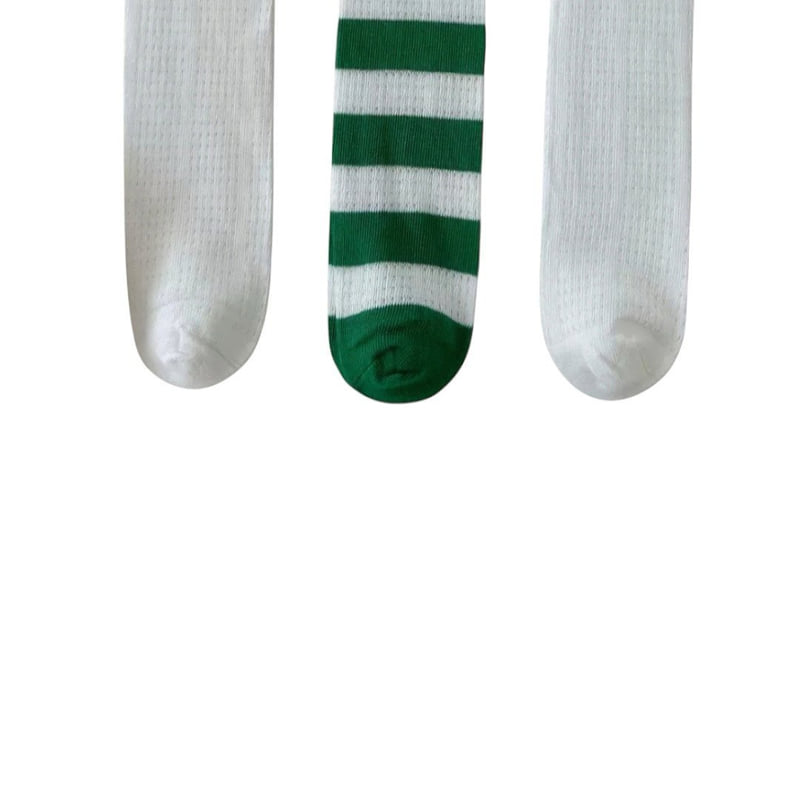 Dudie - Korean Children Fashion - #fashionkids - Green Mile Socks (set of 3) - 4