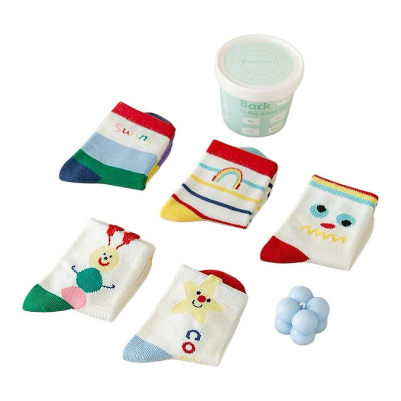 Dudie - Korean Children Fashion - #kidsshorts - Sun Color Socks (set of 5) - 7