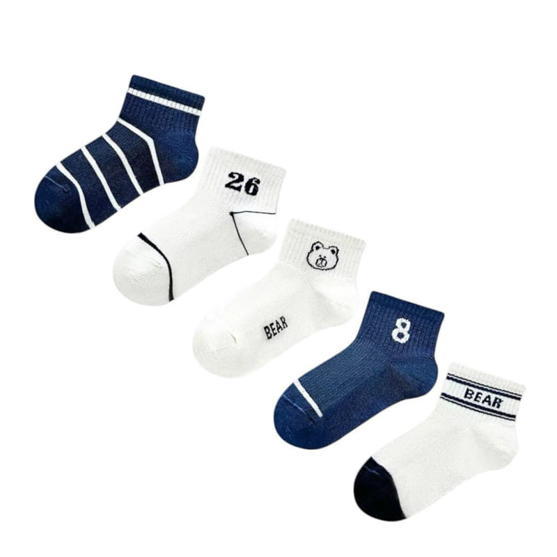 Dudie - Korean Children Fashion - #fashionkids - Arm Bear Socks (set of 5) - 4
