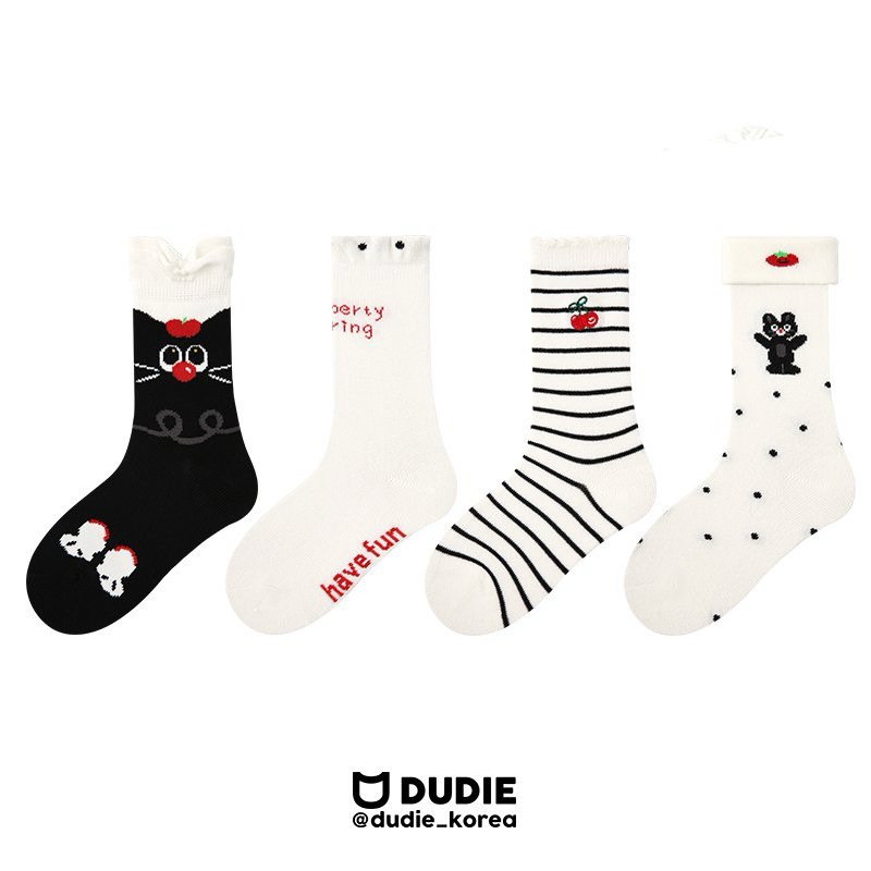 Dudie - Korean Children Fashion - #kidsstore - Black Cat Socks