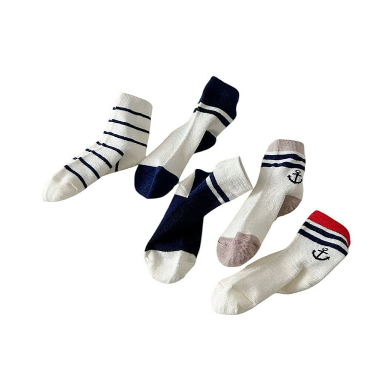Dudie - Korean Children Fashion - #kidsstore - Dot Run Socks (set of 5) - 2
