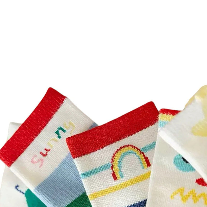 Dudie - Korean Children Fashion - #kidsstore - Sun Color Socks (set of 5) - 8