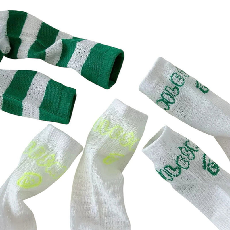 Dudie - Korean Children Fashion - #kidzfashiontrend - Green Mile Socks (set of 3) - 6