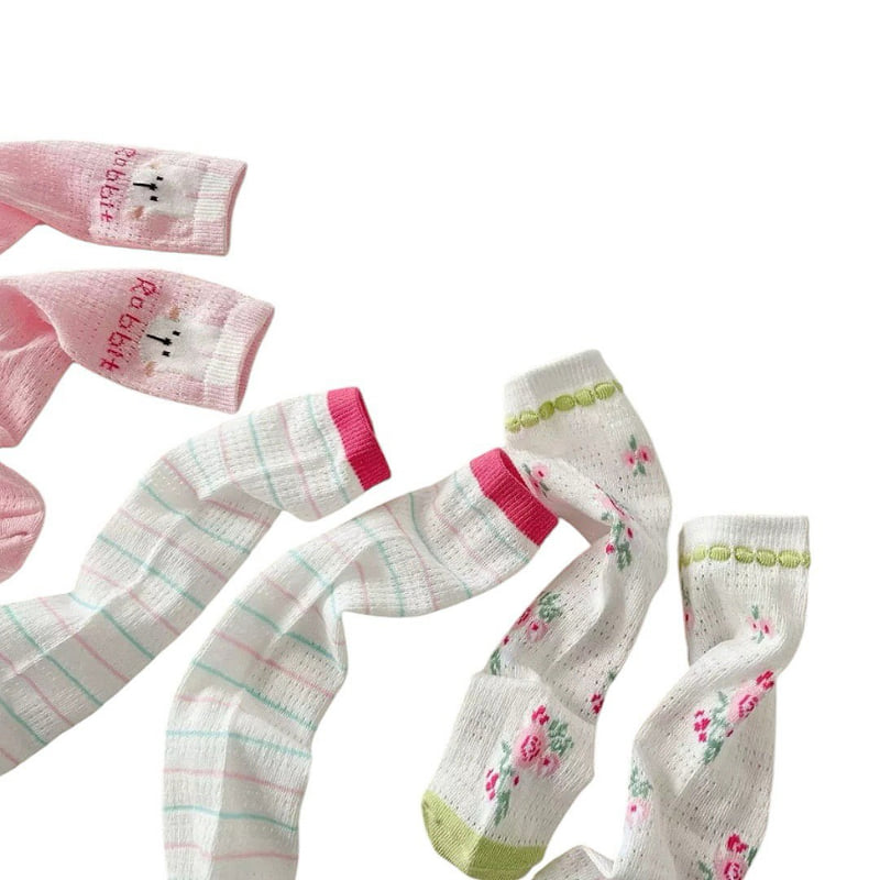 Dudie - Korean Children Fashion - #kidzfashiontrend - Rabbit Rose Socks (set of 3) - 5