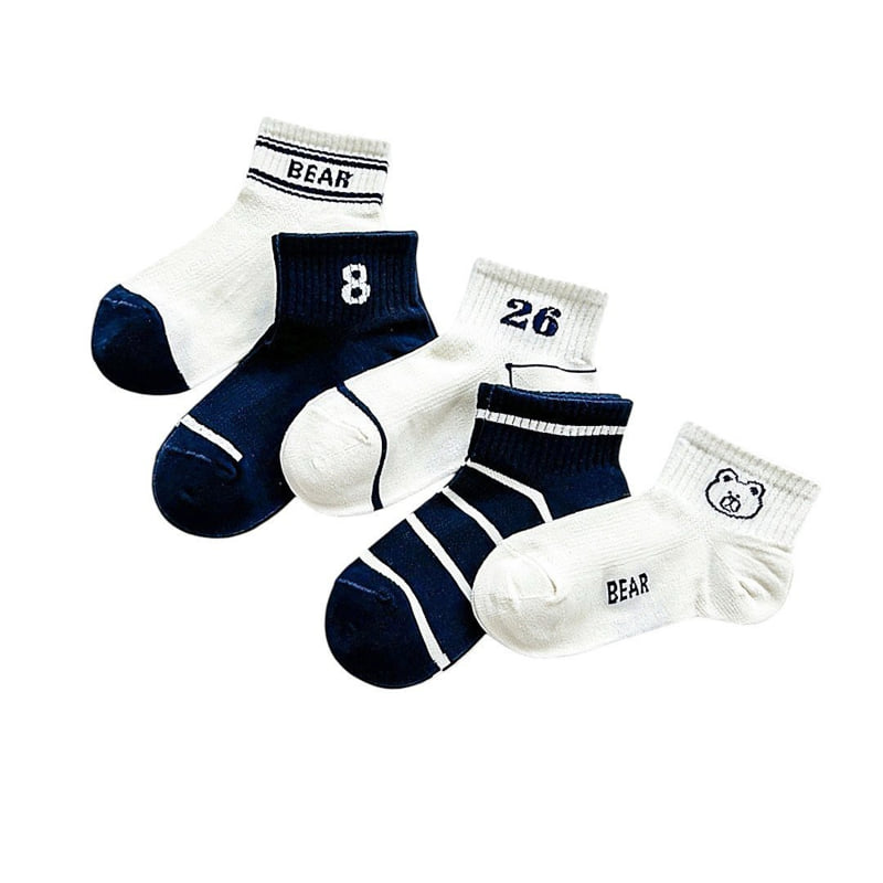 Dudie - Korean Children Fashion - #kidzfashiontrend - Arm Bear Socks (set of 5) - 6