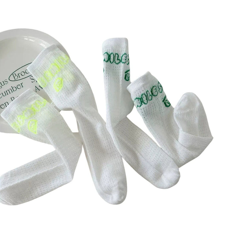 Dudie - Korean Children Fashion - #littlefashionista - Green Mile Socks (set of 3) - 8