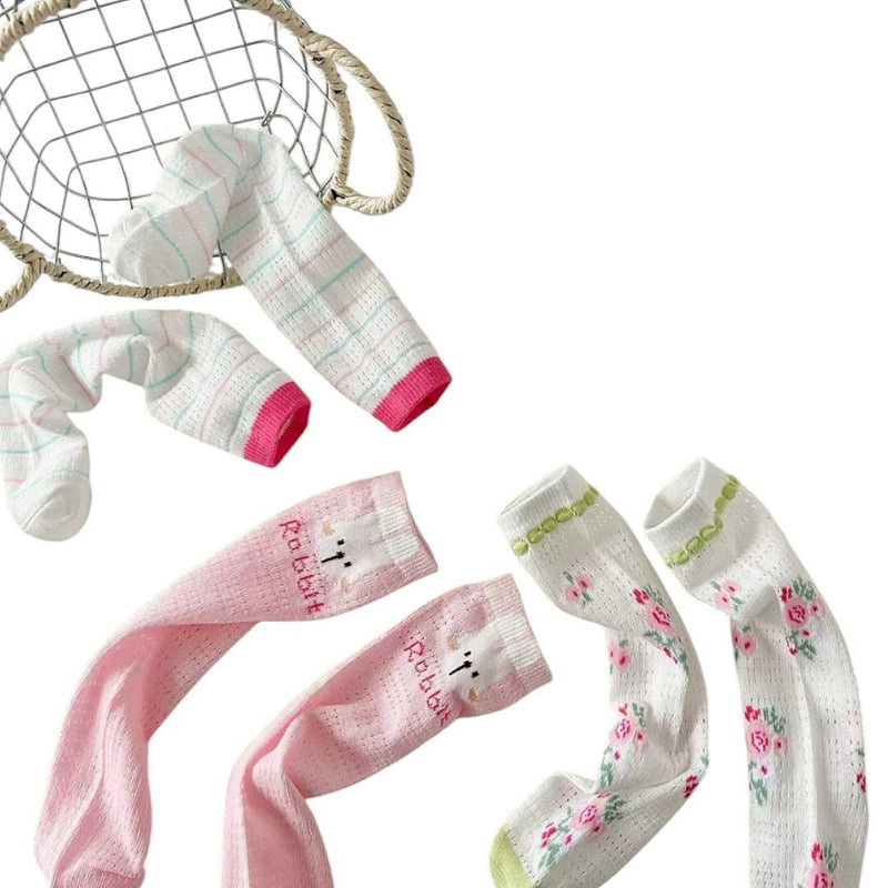 Dudie - Korean Children Fashion - #littlefashionista - Rabbit Rose Socks (set of 3) - 7