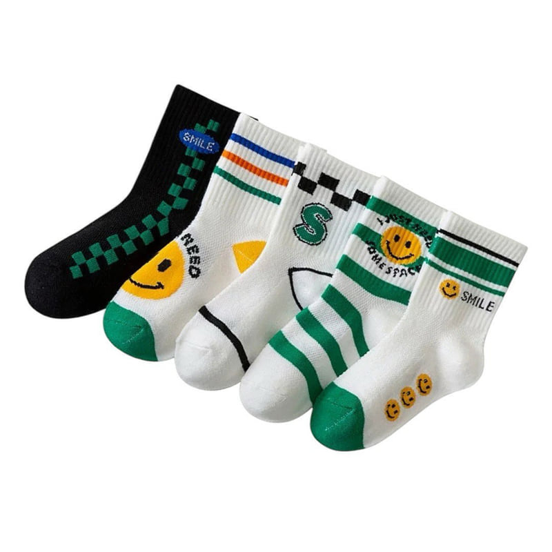 Dudie - Korean Children Fashion - #Kfashion4kids - Check Smile Socks (set of 5) - 4