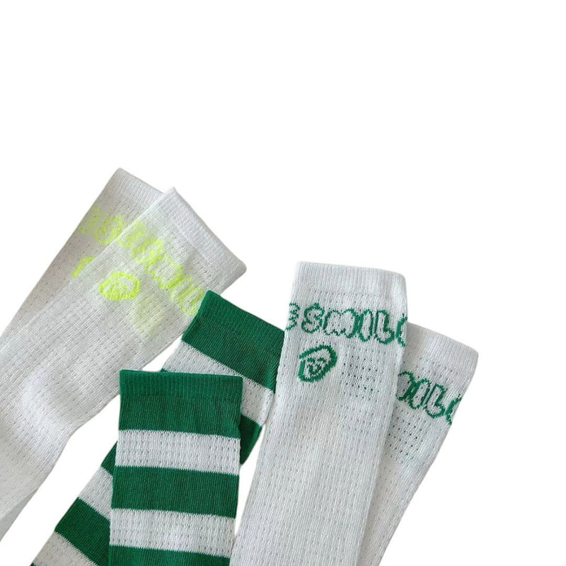 Dudie - Korean Children Fashion - #magicofchildhood - Green Mile Socks (set of 3) - 9