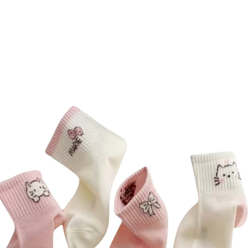 Dudie - Korean Children Fashion - #magicofchildhood - Pinkat Socks (set of 5) - 2