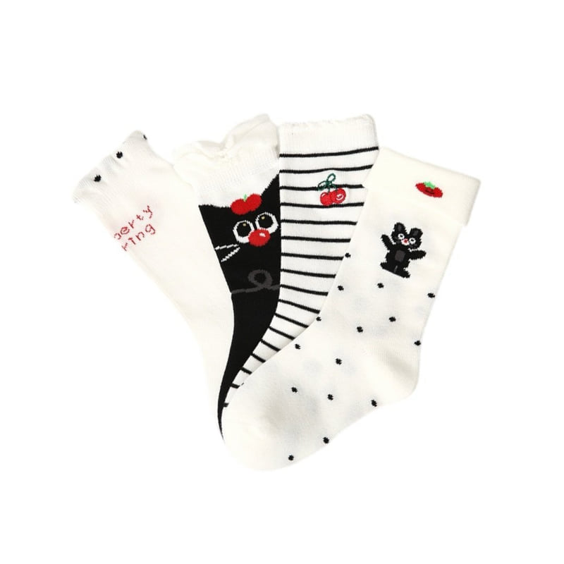 Dudie - Korean Children Fashion - #minifashionista - Black Cat Socks - 6
