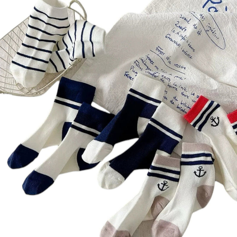 Dudie - Korean Children Fashion - #minifashionista - Dot Run Socks (set of 5) - 7