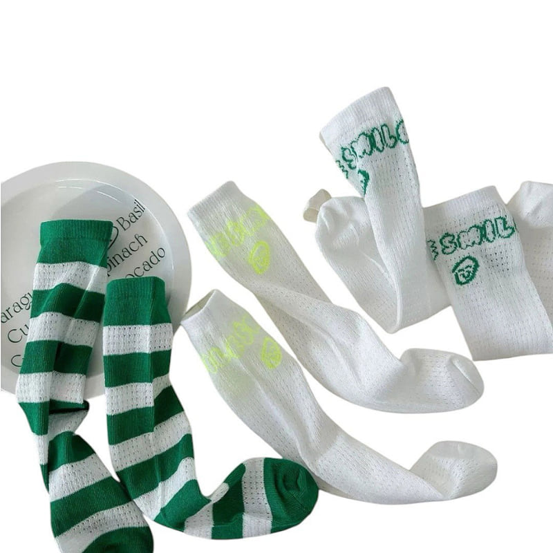 Dudie - Korean Children Fashion - #prettylittlegirls - Green Mile Socks (set of 3) - 11