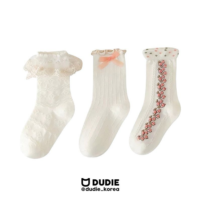 Dudie - Korean Children Fashion - #prettylittlegirls - Prince Rose Socks (set of 3)