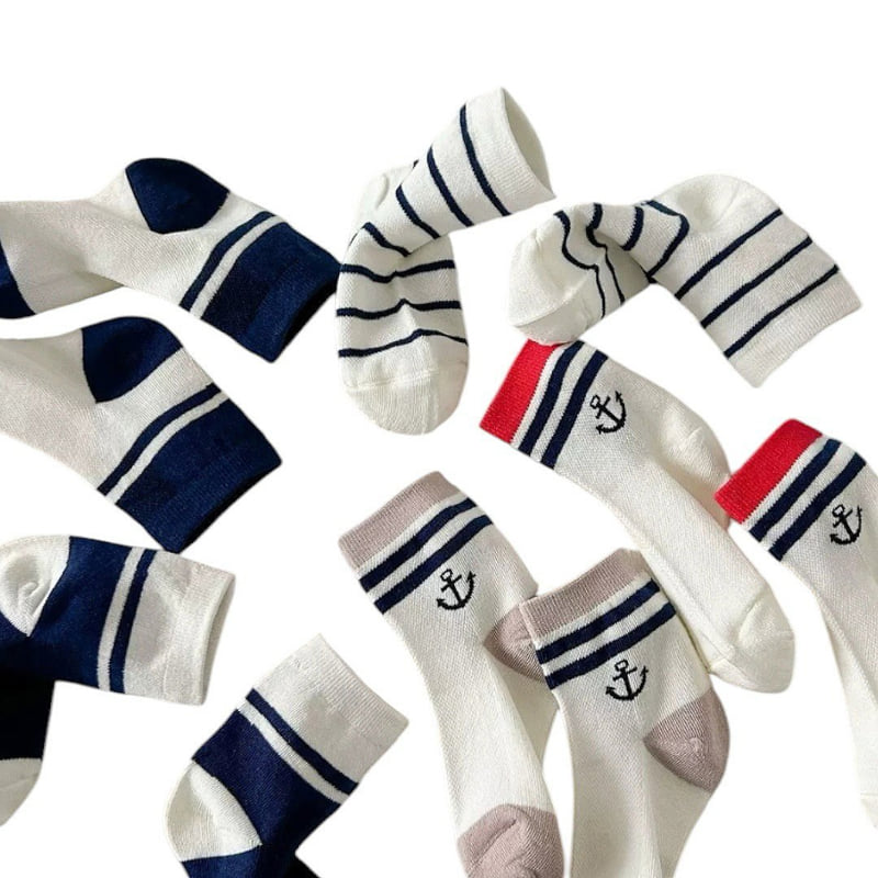 Dudie - Korean Children Fashion - #stylishchildhood - Dot Run Socks (set of 5) - 11