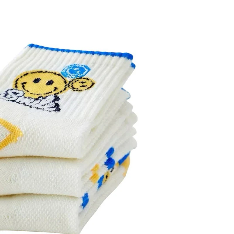 Dudie - Korean Children Fashion - #stylishchildhood - Blue Smile Socks (set of 3) - 6