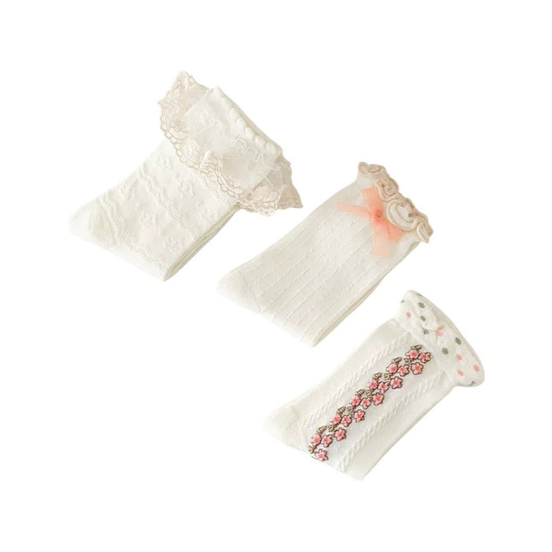 Dudie - Korean Children Fashion - #todddlerfashion - Prince Rose Socks (set of 3) - 2