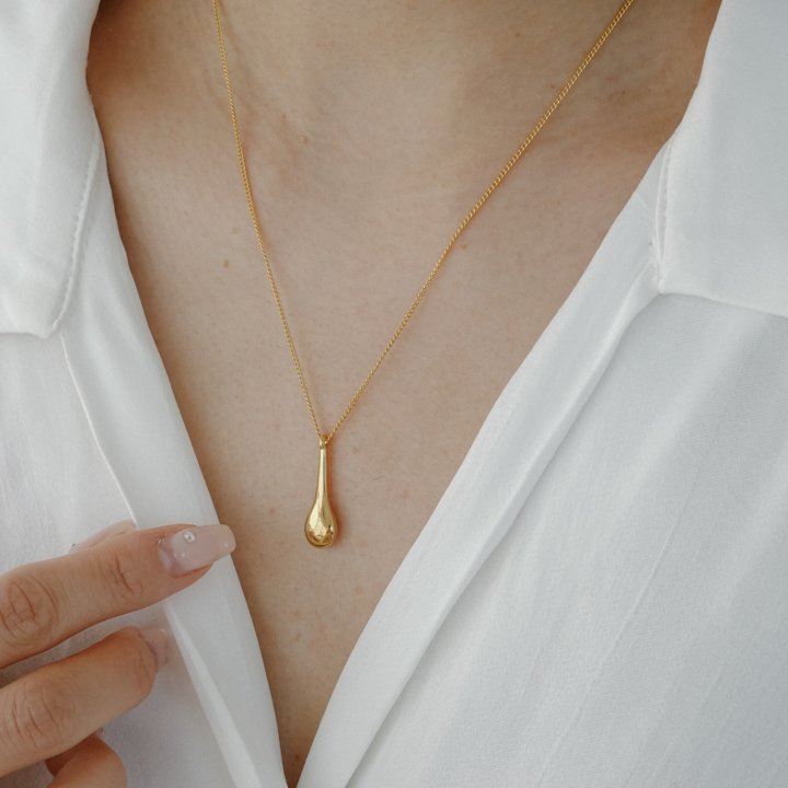Eeiitt - Korean Women Fashion - #momslook - Blush Water Drop Necklace