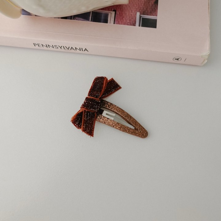 Eeiitt - Korean Women Fashion - #vintagekidsstyle - Wrinkle Glitter Ribbon Hairpin (set of 2) - 4