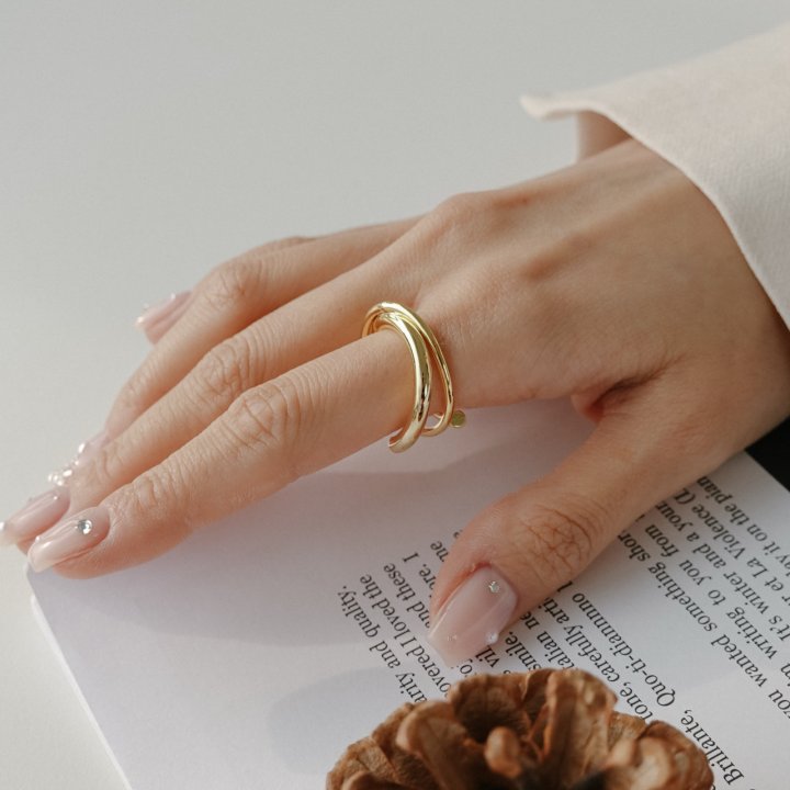 Eeiitt - Korean Women Fashion - #romanticstyle - Cuf Off Triple Ring - 9