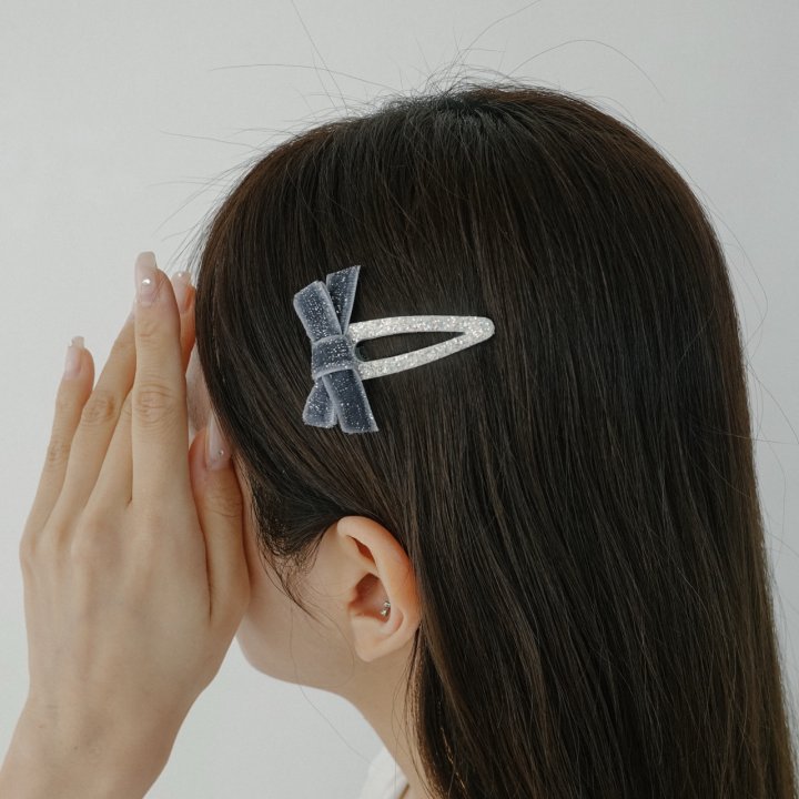 Eeiitt - Korean Women Fashion - #thelittlethings - Wrinkle Glitter Ribbon Hairpin (set of 2) - 9