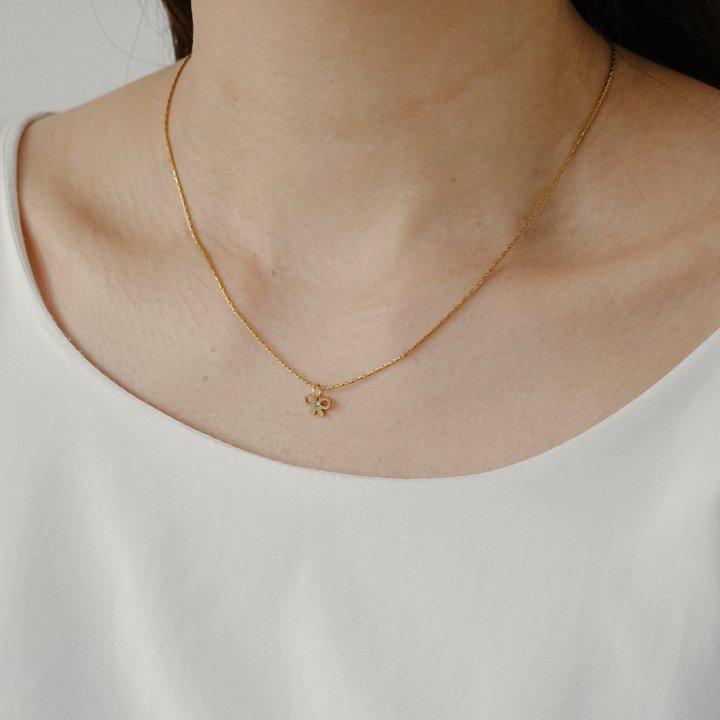 Eeiitt - Korean Women Fashion - #vintageinspired - Petite Mini Ribbon One Cubic Necklace - 7