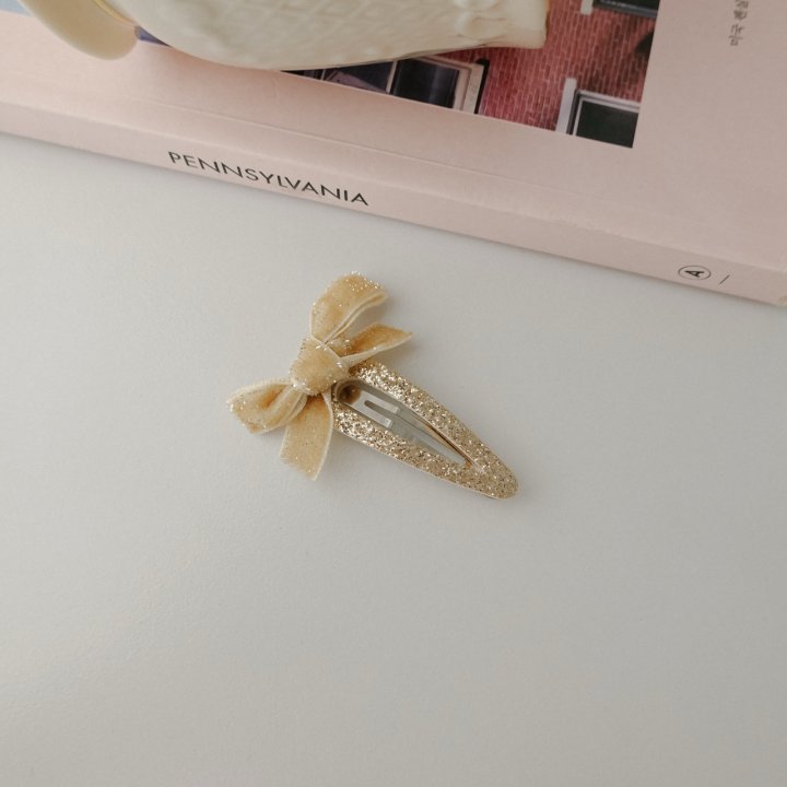 Eeiitt - Korean Women Fashion - #vintagekidsstyle - Wrinkle Glitter Ribbon Hairpin (set of 2) - 3