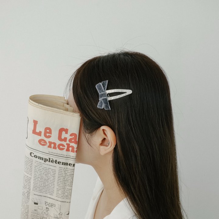 Eeiitt - Korean Women Fashion - #womensfashion - Wrinkle Glitter Ribbon Hairpin (set of 2)