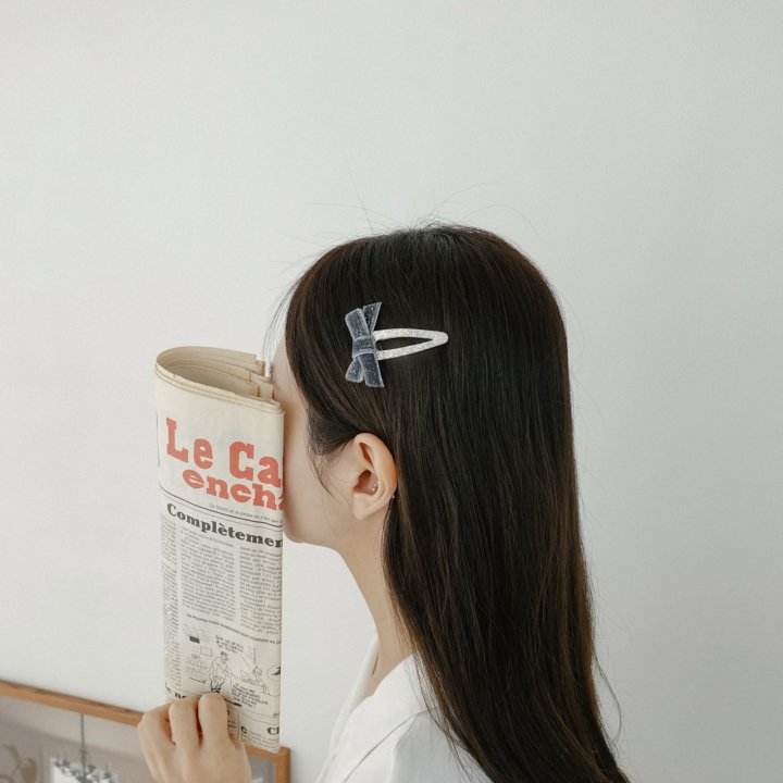 Eeiitt - Korean Women Fashion - #womensfashion - Wrinkle Glitter Ribbon Hairpin (set of 2) - 11