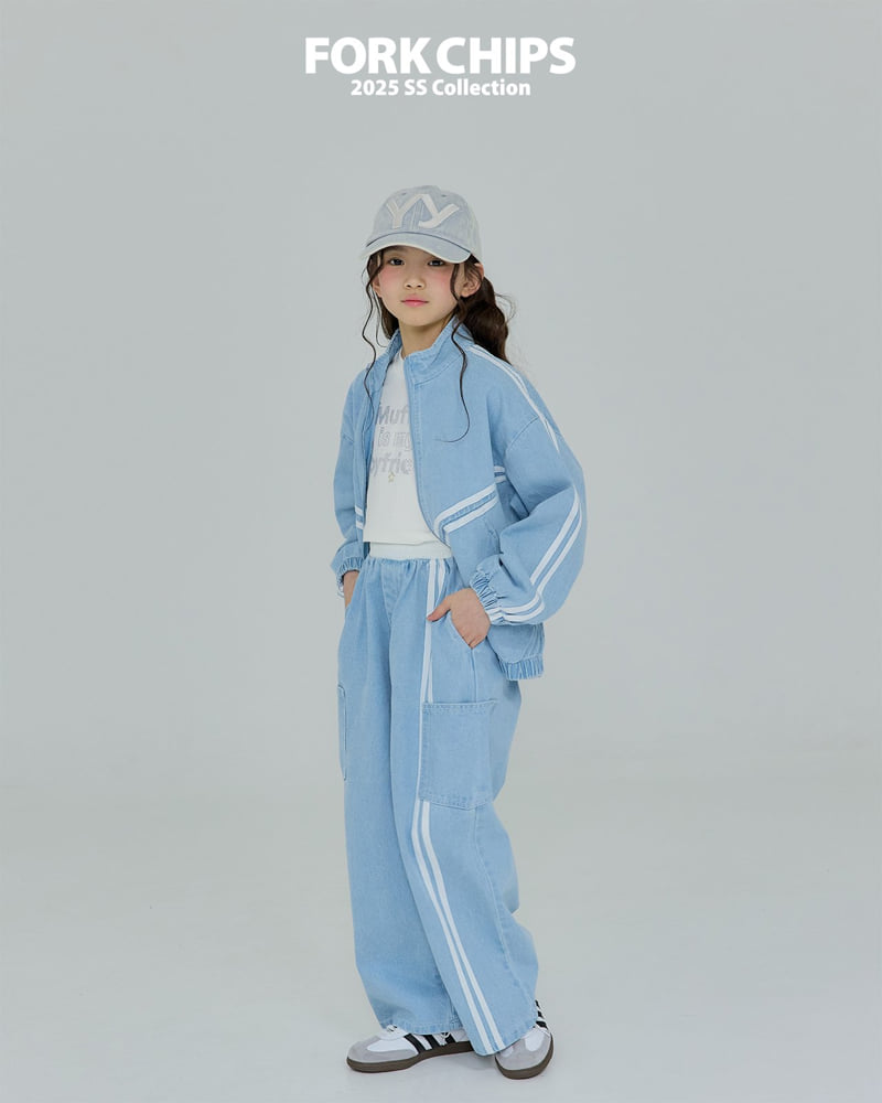 Fork Chips - Korean Children Fashion - #childofig - Curve Denim Zip-up Jacket - 12