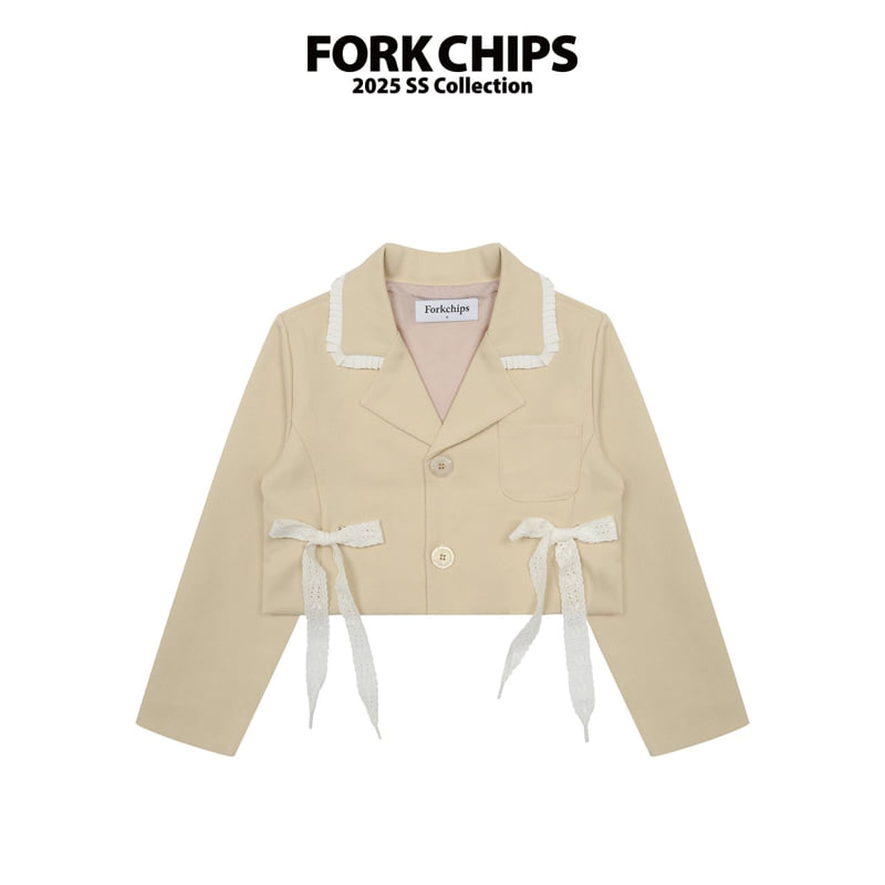Fork Chips - Korean Children Fashion - #discoveringself - Frill Ribbon Jacket - 2