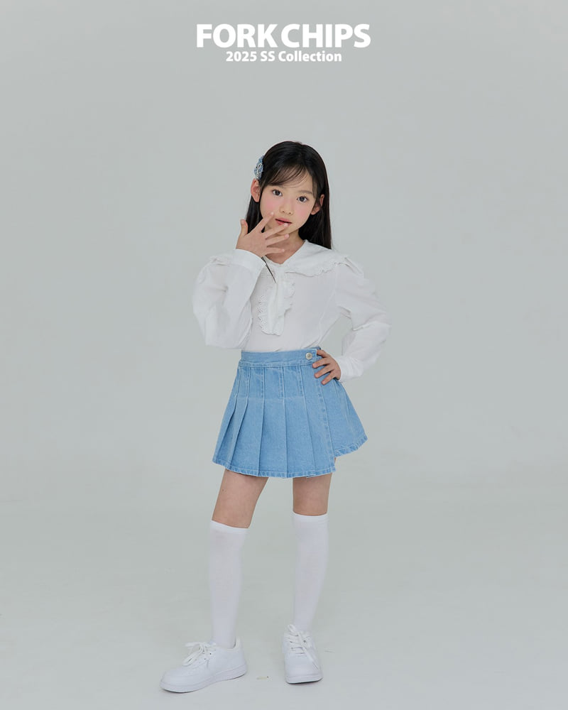 Fork Chips - Korean Children Fashion - #discoveringself - BB Denim Skirt - 7