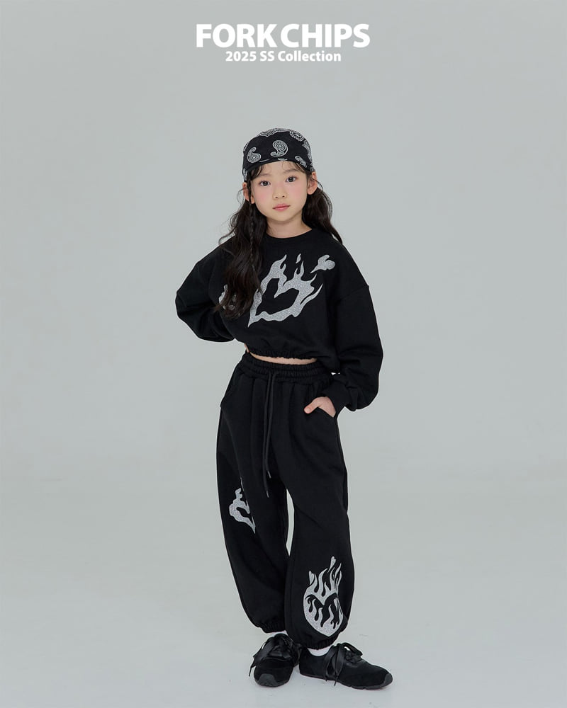 Fork Chips - Korean Children Fashion - #fashionkids - Burning Jogger Pants - 11