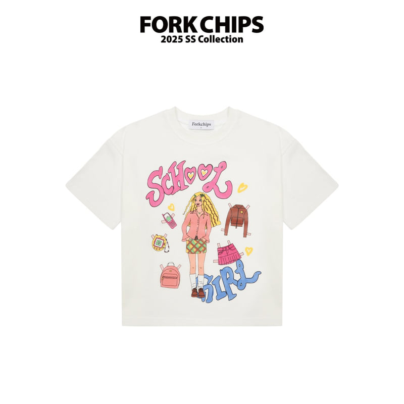 Fork Chips - Korean Children Fashion - #fashionkids - School Girl Tee