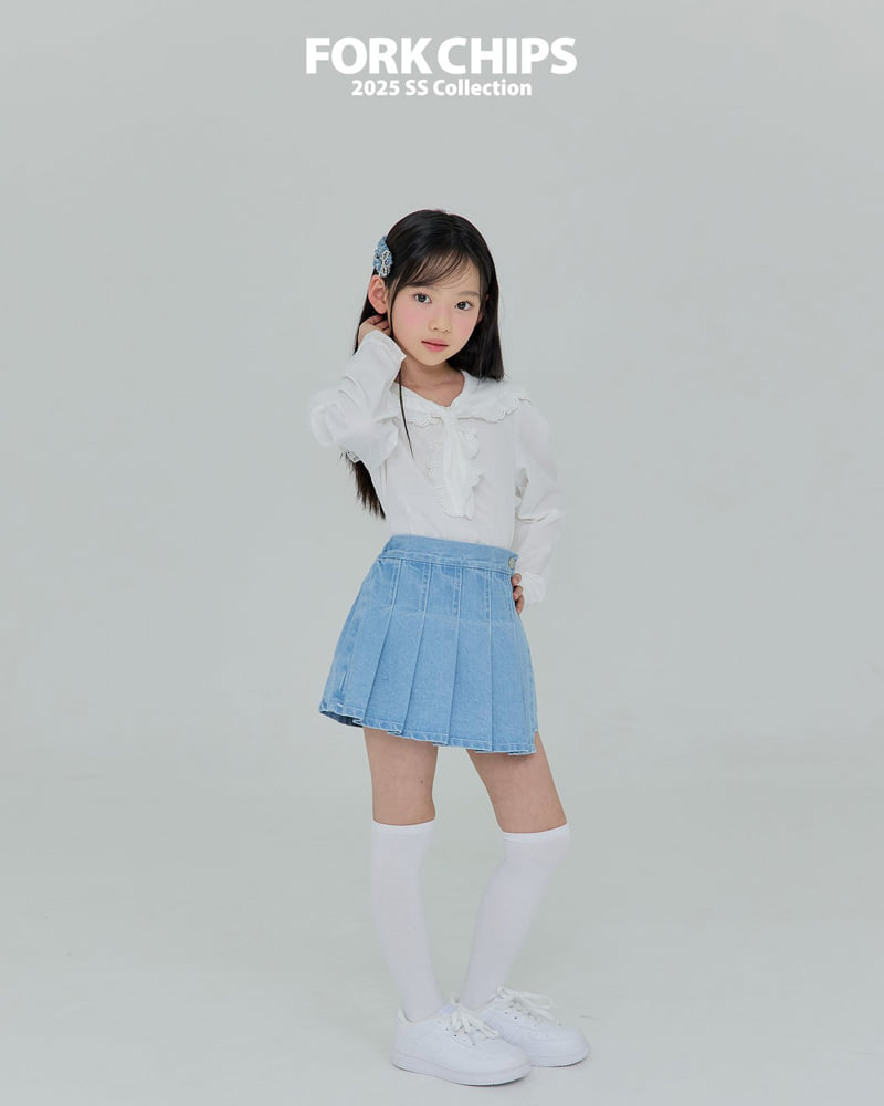 Fork Chips - Korean Children Fashion - #fashionkids - BB Denim Skirt - 8