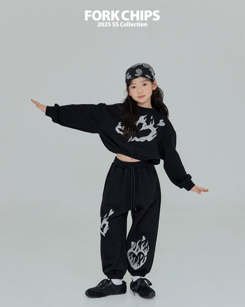 Fork Chips - Korean Children Fashion - #kidsshorts - Burning Jogger Pants - 12