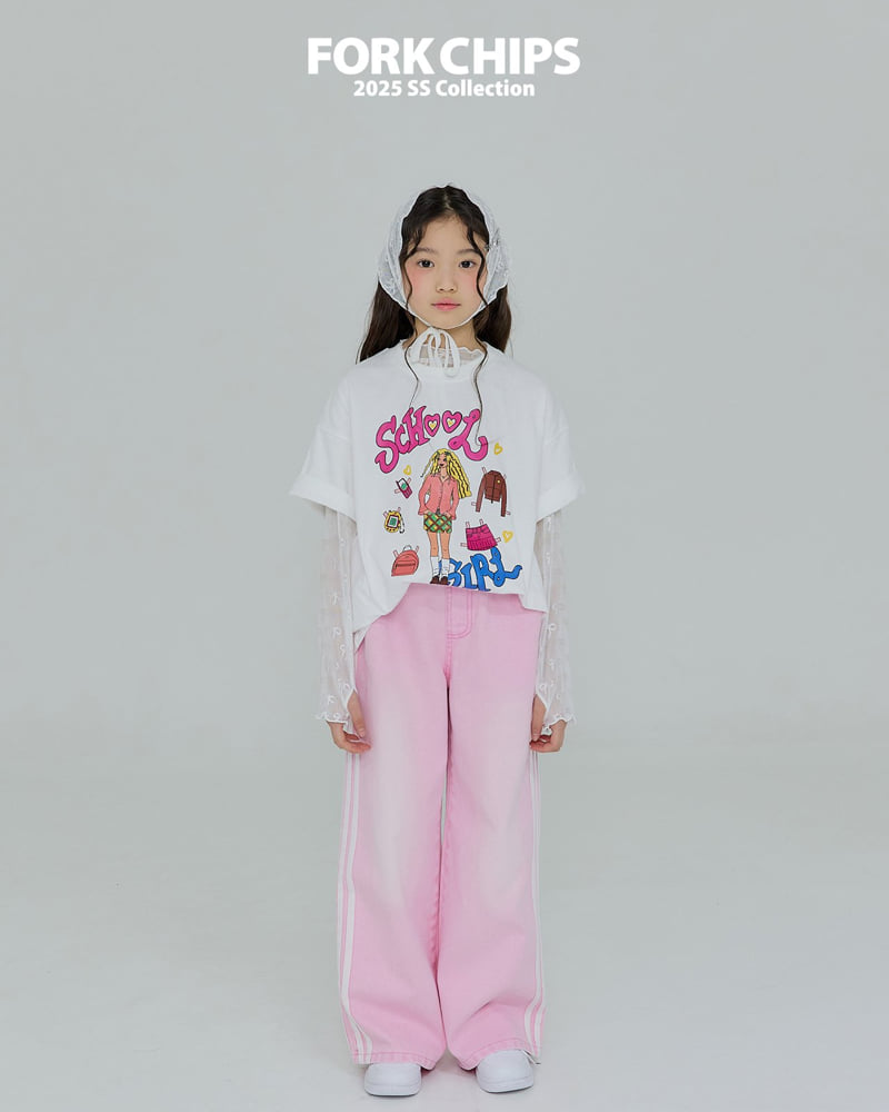 Fork Chips - Korean Children Fashion - #kidsshorts - Pink Line Pants - 10