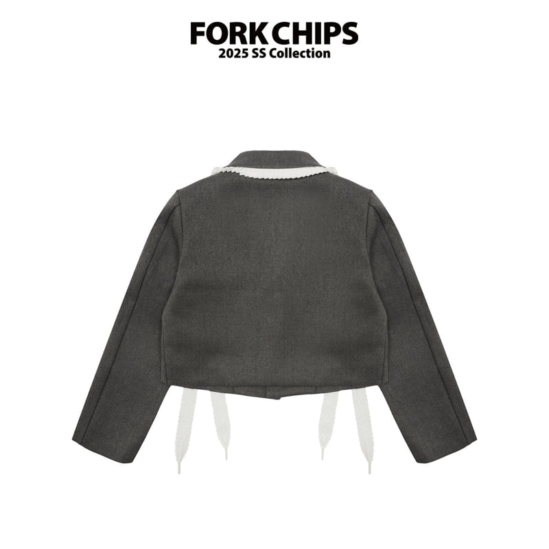 Fork Chips - Korean Children Fashion - #fashionkids - Frill Ribbon Jacket - 4