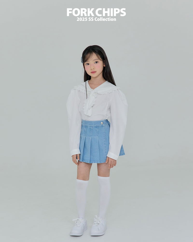 Fork Chips - Korean Children Fashion - #kidsshorts - BB Denim Skirt - 9